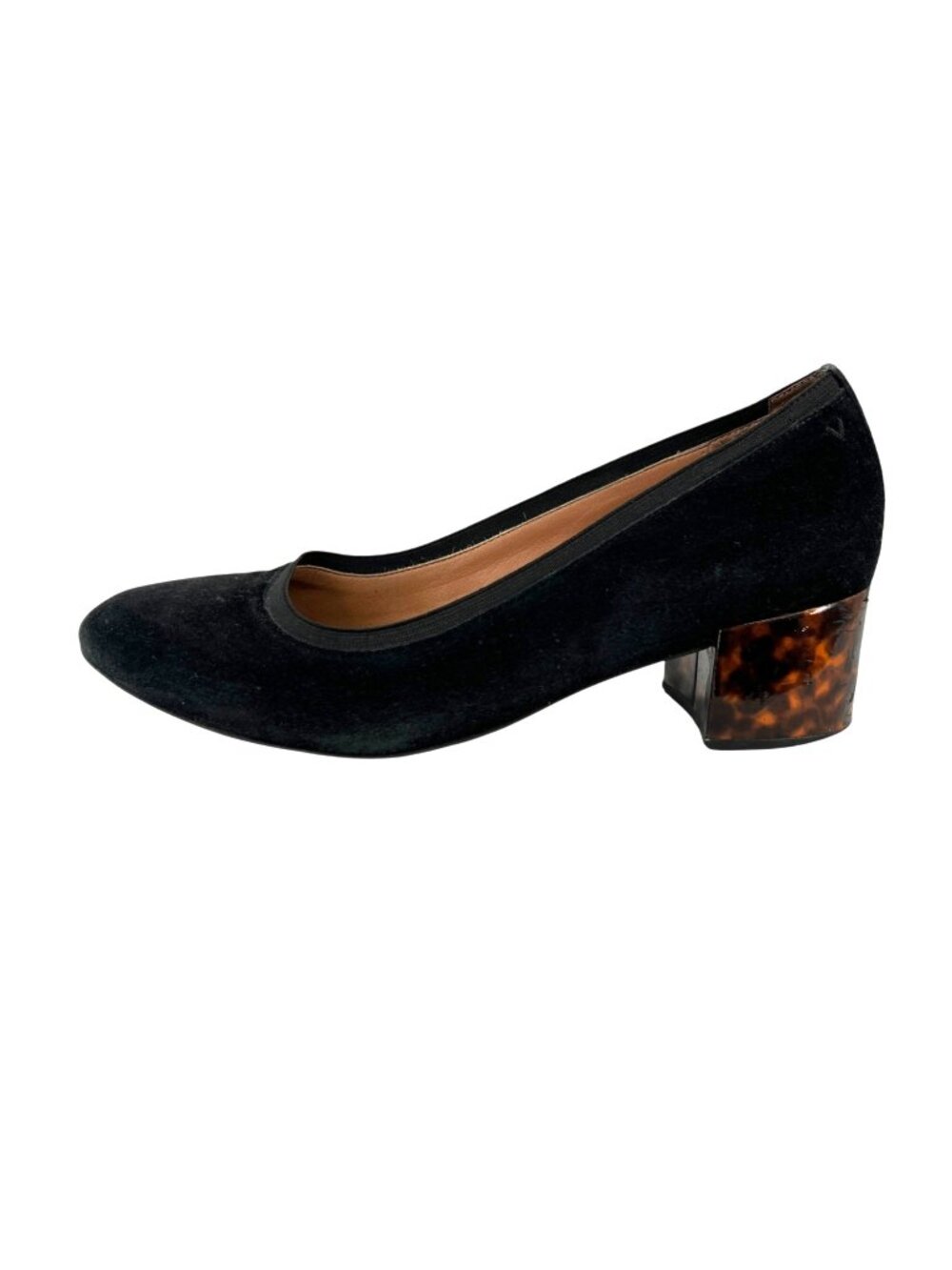 Vionic Natalie Black Suede Tortoiseshell Block Heel Pumps Size 10 Wide